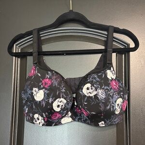 Torrid Black Floral & Skull Underwire Bra NWOT